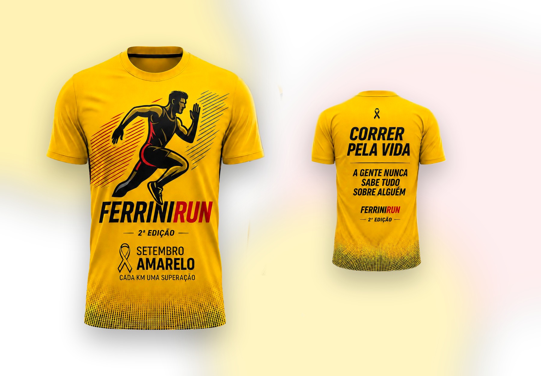 Mockup completo com frente e costas da camisa Ferrini Run